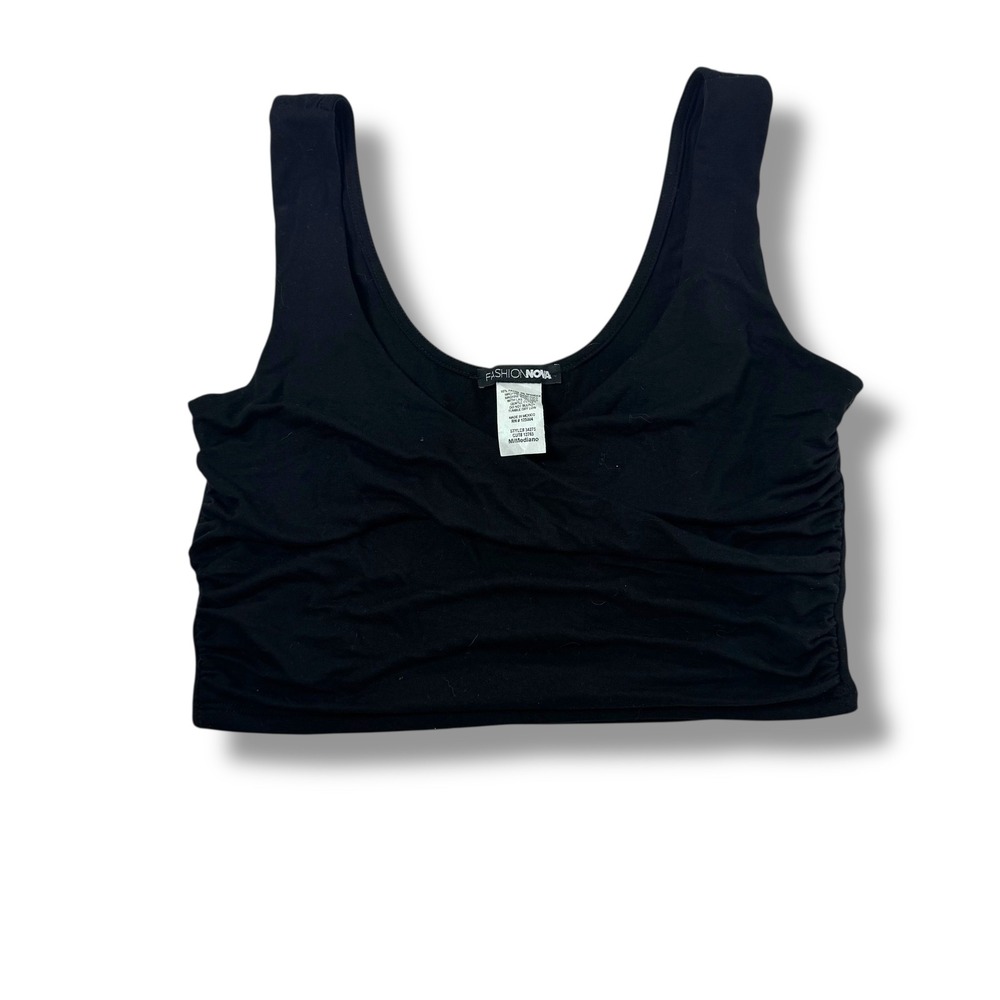 Fashion Nova Black Ruched Wrap Style Crop Tank Top‎ Women's M
